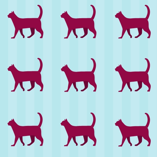 nine cat sihlouettes in alignment